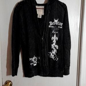 This cool hoodie perfect for fall.Black with white writing